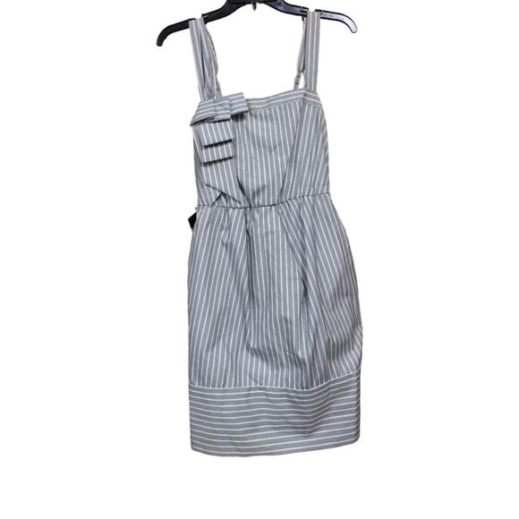 BCBGENERATION Gray With White Stripes Asymmetrical Dress Size Small! - Picture 9 of 15